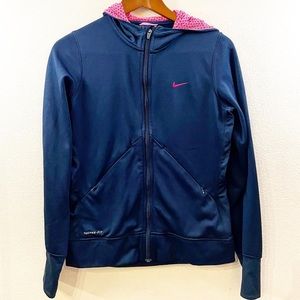 Nike Therma-Fire Active Wear Hoodie XL Juniors/Kids or Small Women Navy & Pink